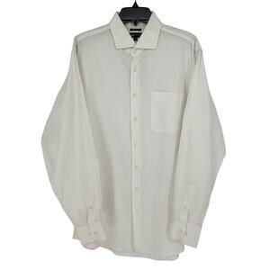 Neiman Marcus Men's Dress Shirt Button Up White Split Collar